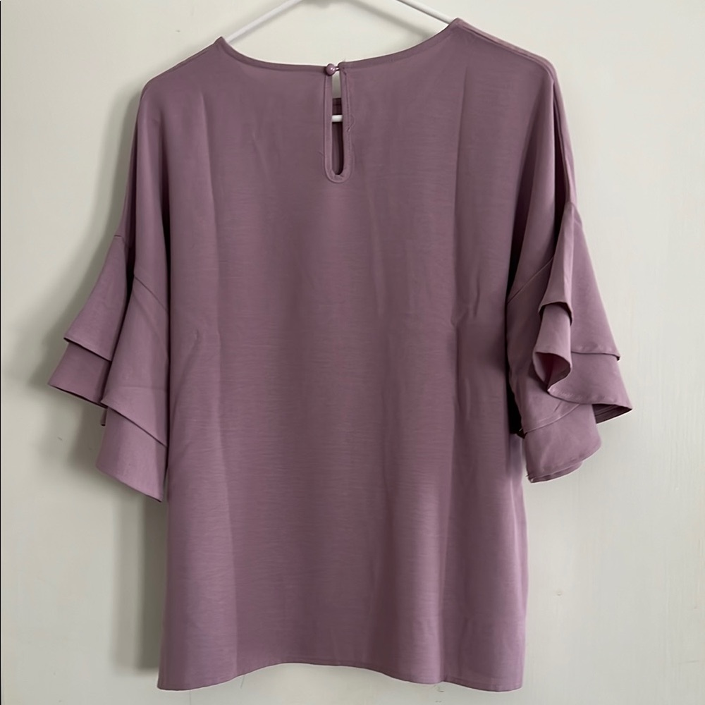 Lavender Ruffle Sleeve Top - Picture 2 of 2